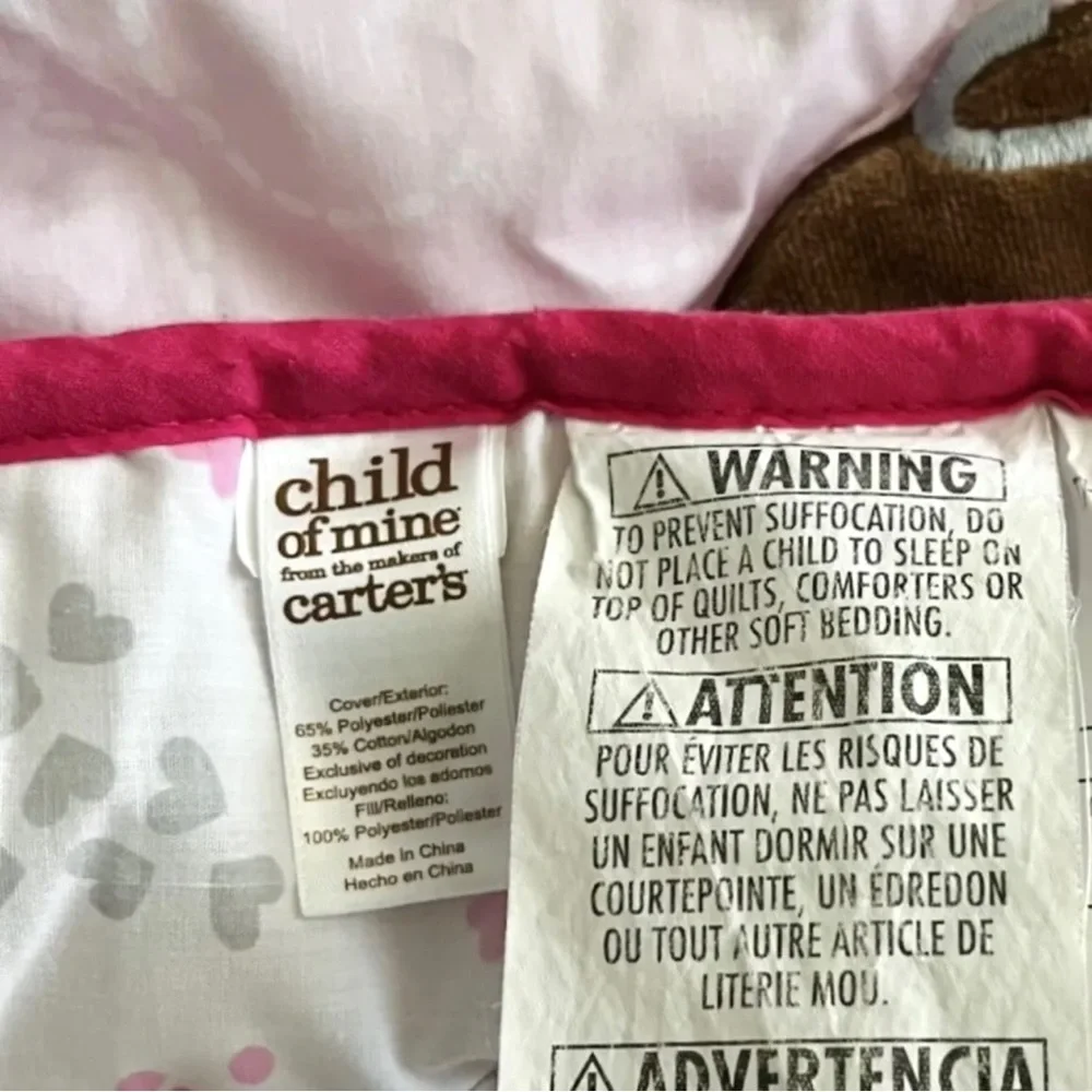 Carter's Child of Mine Ballerina Princess Monkey Comforter Blanket Pink White
